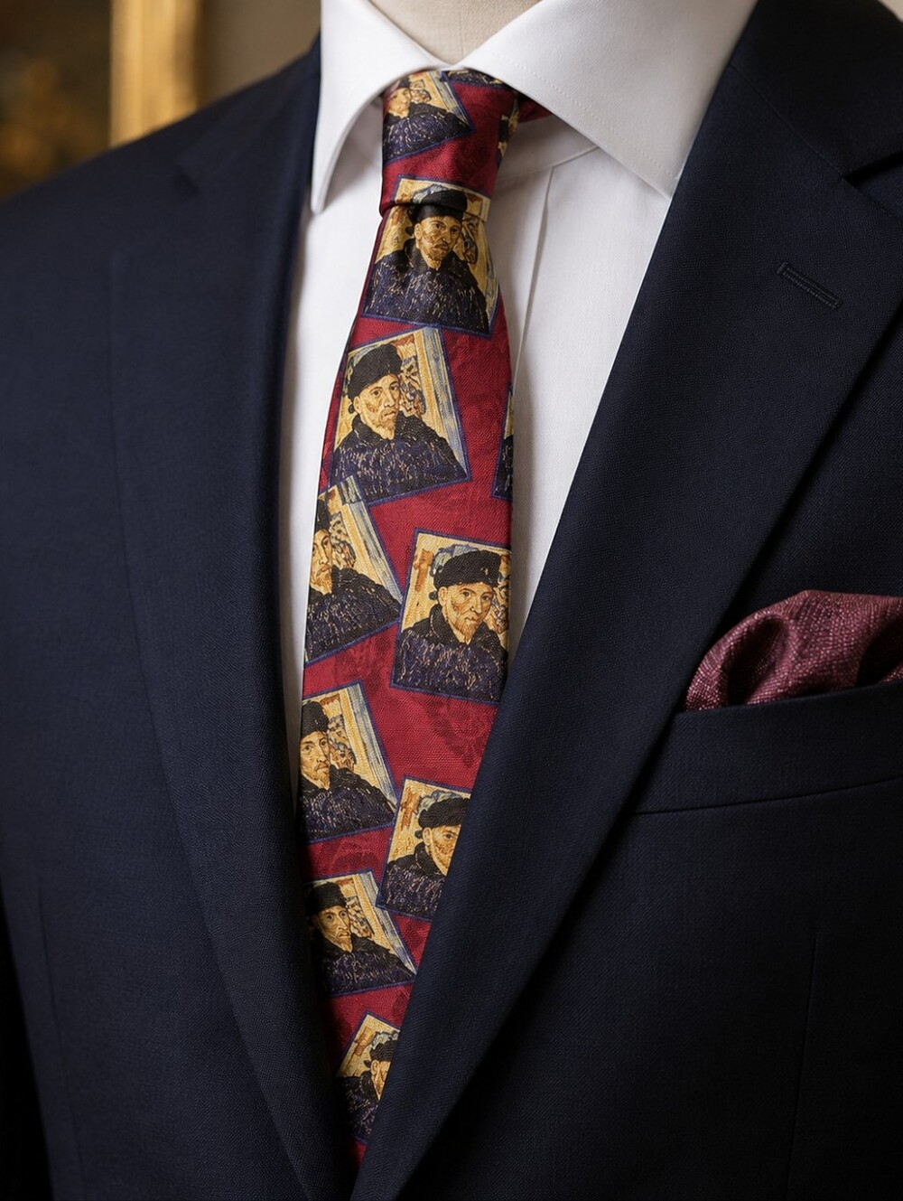 Designer Silks Museum Collection Van Gogh Inspired Art Tie – Hand Finished USA